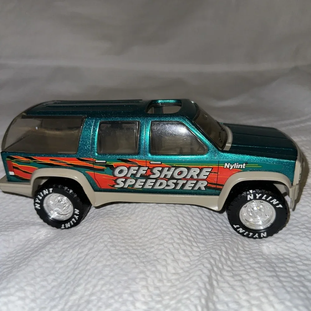 Vintage 1994 Nylint Off Shore Speedster Boat hauler jeep sub, Used with stickers